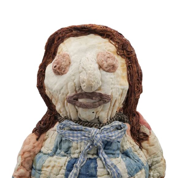 Vintage Rare Signed Thomas Miller Hand made Quilt Mache Lady Folk Art Sculpture - Picture 5 of 13